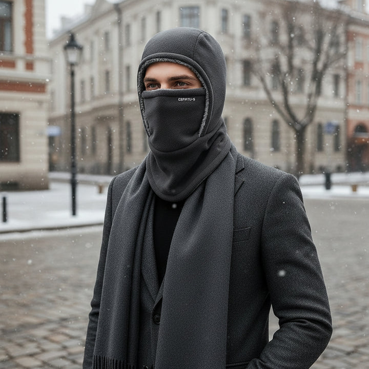Hooded Fleece Scarf Face Mask Windproof Thermal Winter Head Cover-Bon Voyage Vintage