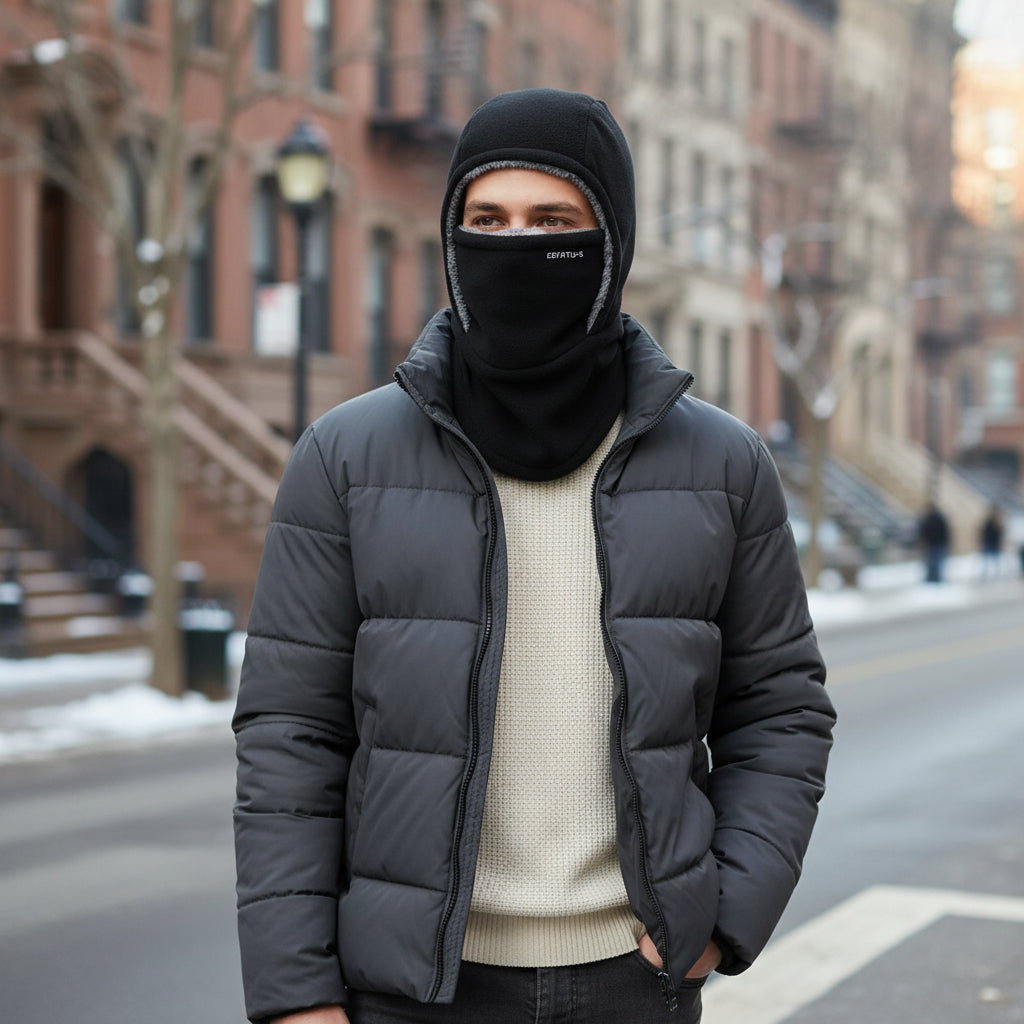 Hooded Fleece Scarf Face Mask Windproof Thermal Winter Head Cover-Bon Voyage Vintage
