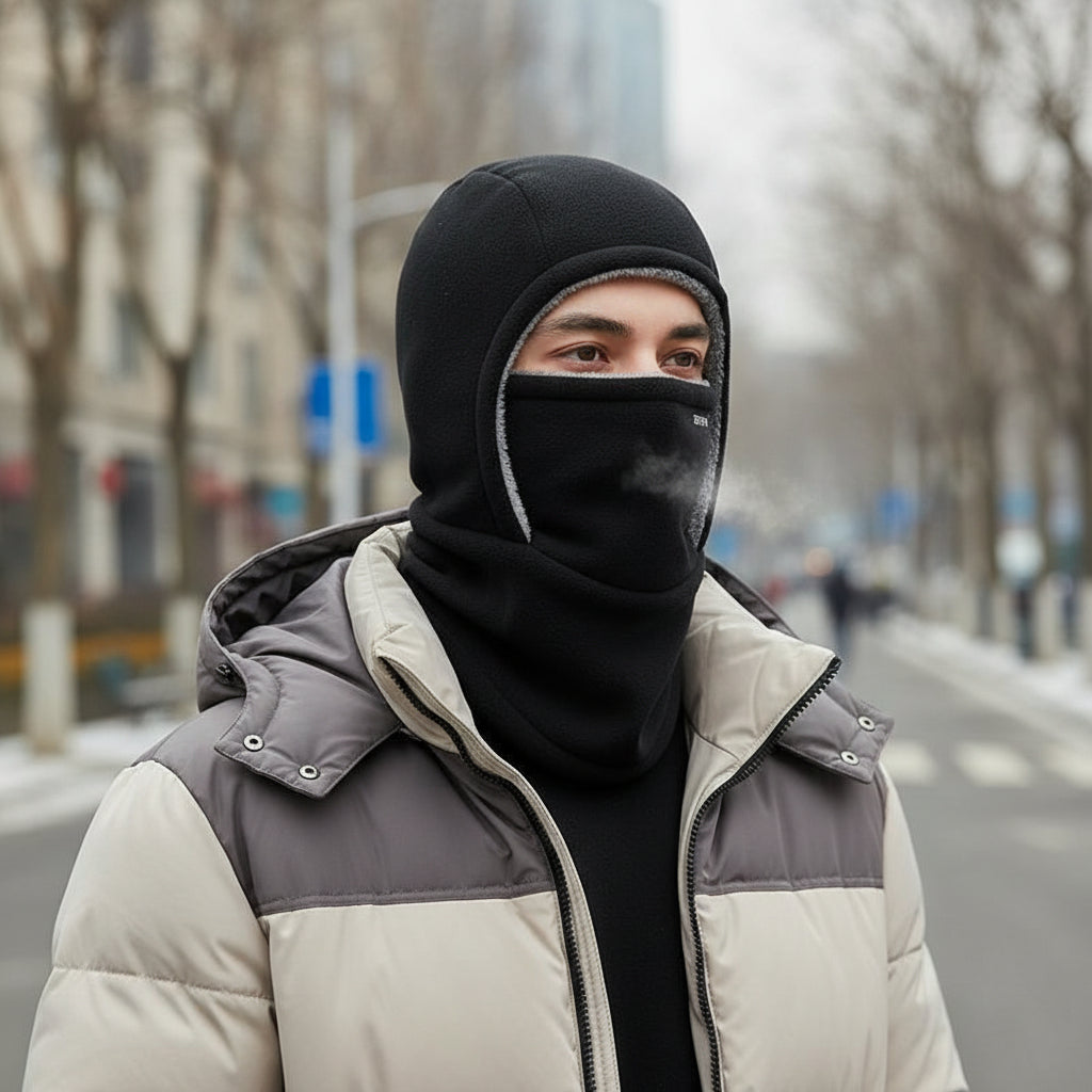 Hooded Fleece Scarf Face Mask Windproof Thermal Winter Head Cover-Bon Voyage Vintage