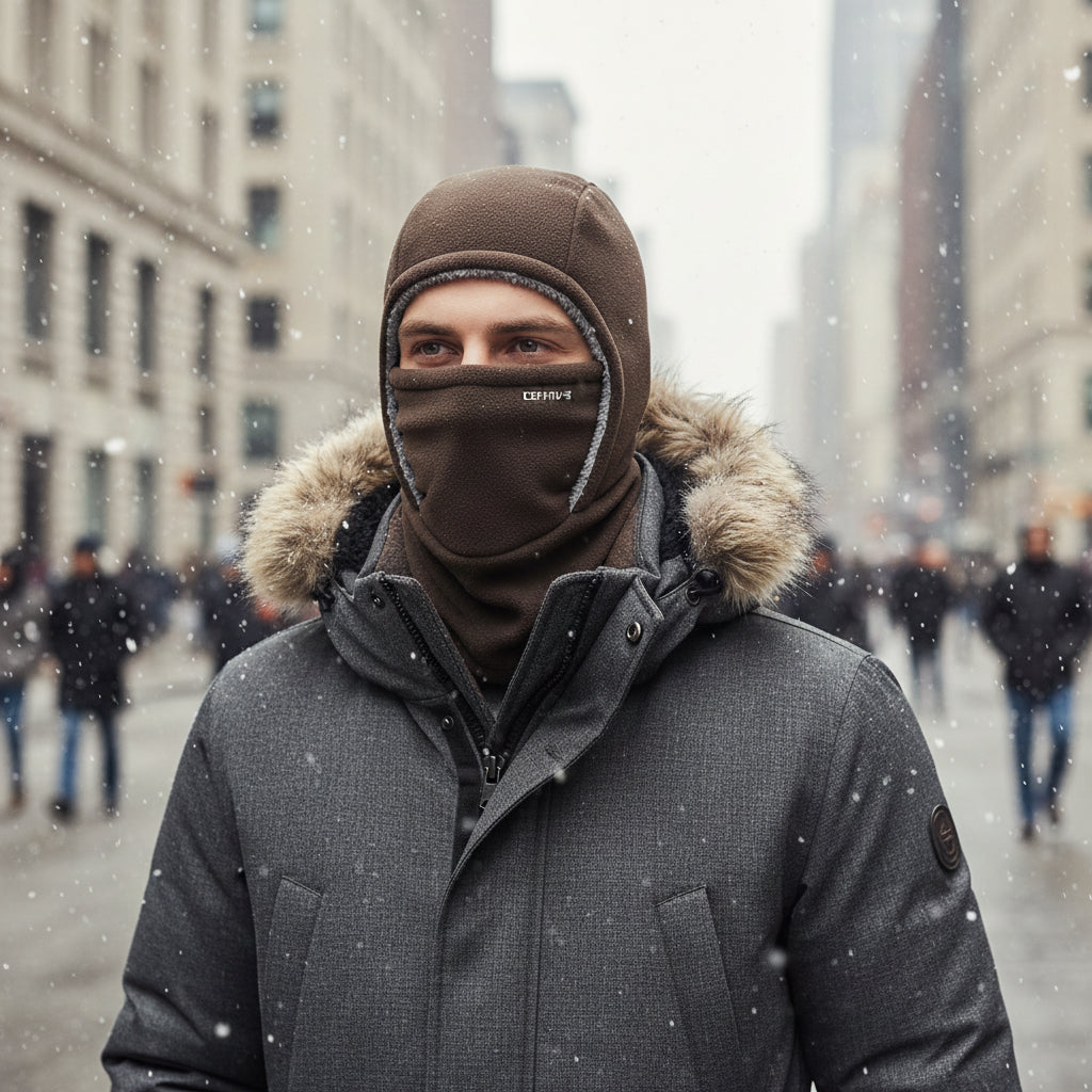 Hooded Fleece Scarf Face Mask Windproof Thermal Winter Head Cover-Bon Voyage Vintage