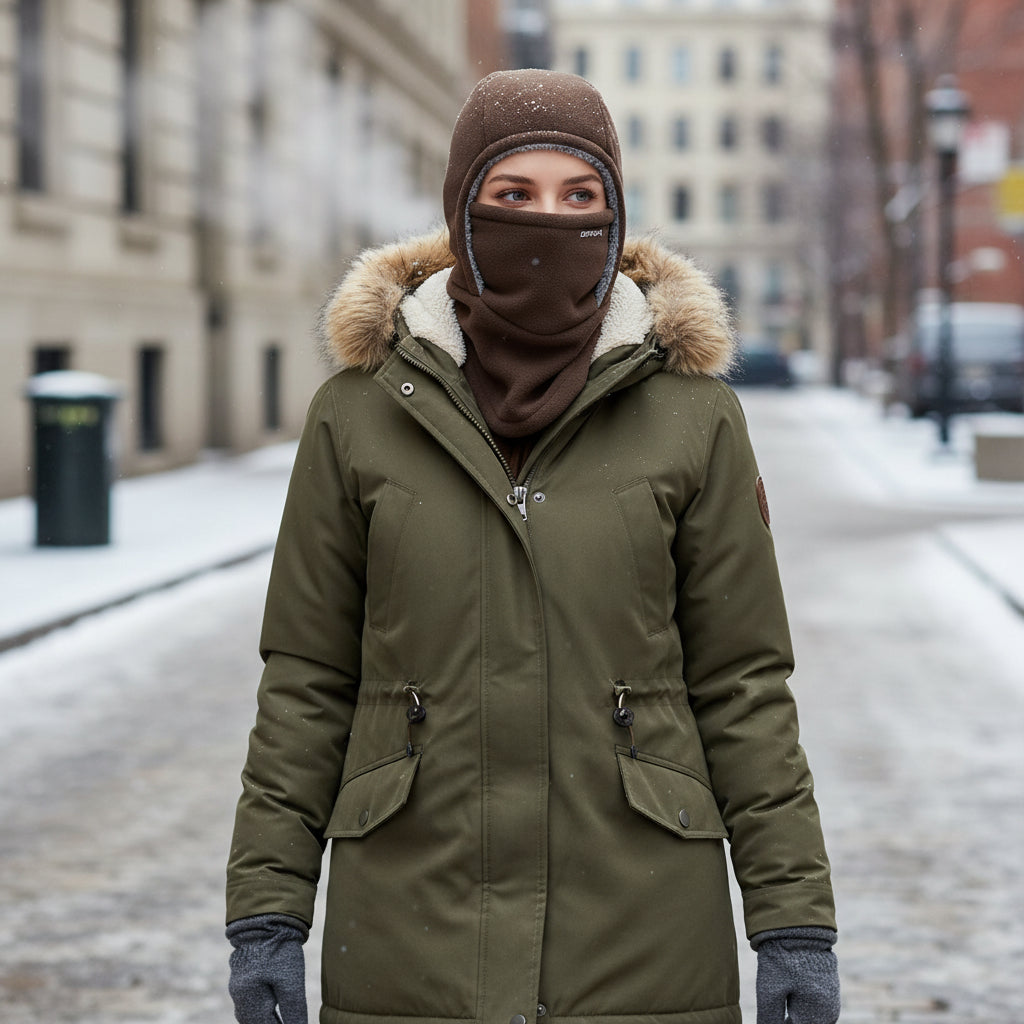 Hooded Fleece Scarf Face Mask Windproof Thermal Winter Head Cover-Bon Voyage Vintage