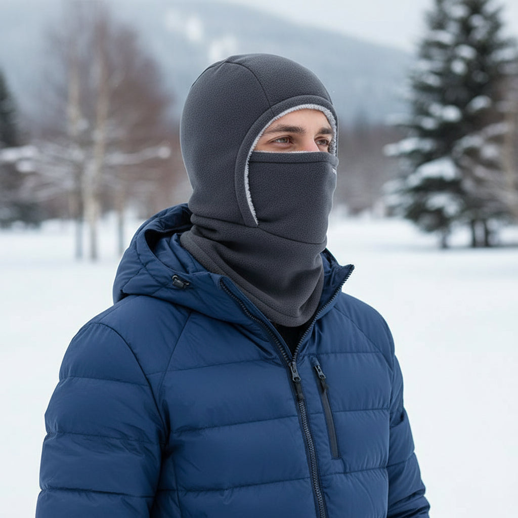 Hooded Fleece Scarf Face Mask Windproof Thermal Winter Head Cover-Bon Voyage Vintage