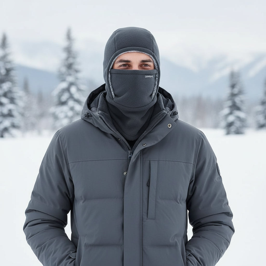 Hooded Fleece Scarf Face Mask Windproof Thermal Winter Head Cover-Bon Voyage Vintage