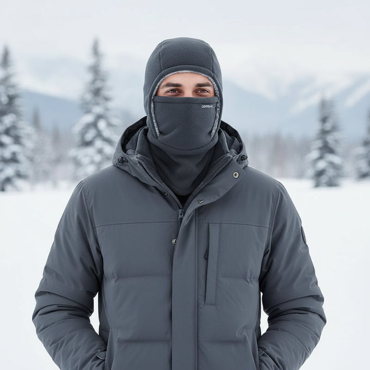 Hooded Fleece Scarf Face Mask Windproof Thermal Winter Head Cover-Bon Voyage Vintage