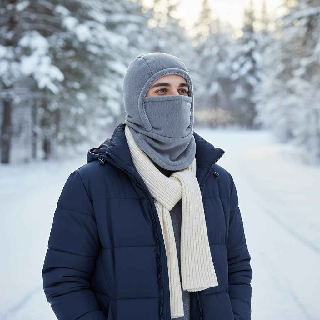 Hooded Fleece Scarf Face Mask Windproof Thermal Winter Head Cover-Bon Voyage Vintage