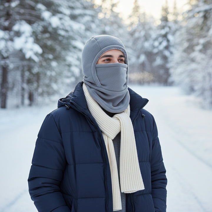 Hooded Fleece Scarf Face Mask Windproof Thermal Winter Head Cover-Bon Voyage Vintage