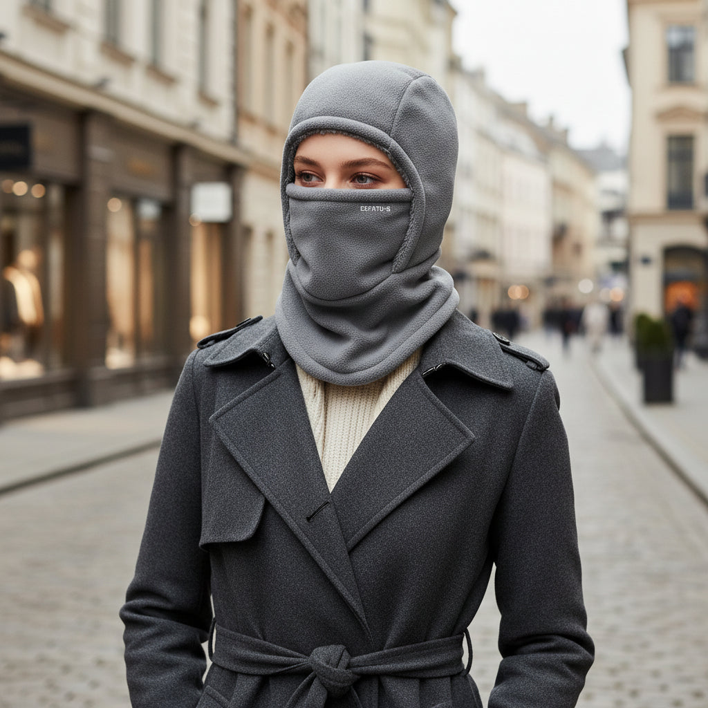 Hooded Fleece Scarf Face Mask Windproof Thermal Winter Head Cover-Bon Voyage Vintage