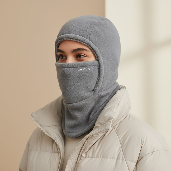 Hooded Fleece Scarf Face Mask Windproof Thermal Winter Head Cover-Bon Voyage Vintage
