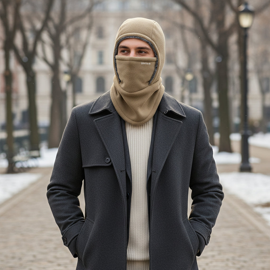 Hooded Fleece Scarf Face Mask Windproof Thermal Winter Head Cover-Bon Voyage Vintage