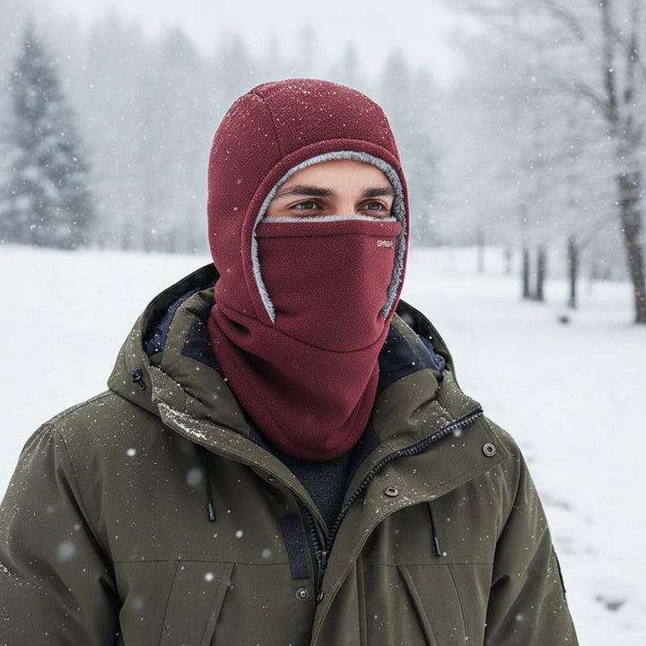 Hooded Fleece Scarf Face Mask Windproof Thermal Winter Head Cover-Bon Voyage Vintage