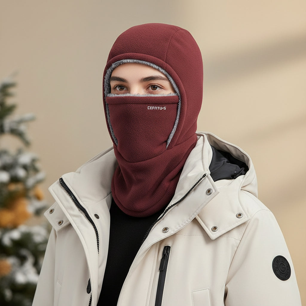 Hooded Fleece Scarf Face Mask Windproof Thermal Winter Head Cover-Bon Voyage Vintage