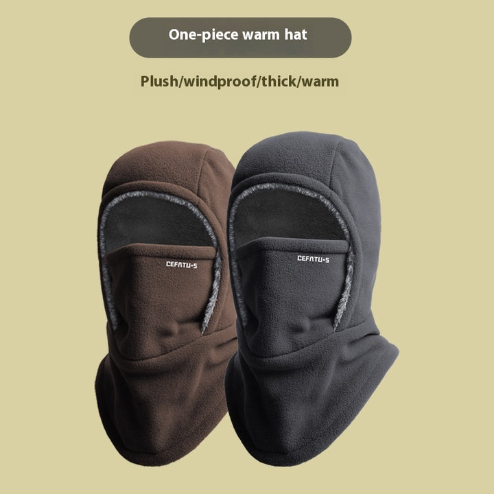 Hooded Fleece Scarf Face Mask Windproof Thermal Winter Head Cover-Bon Voyage Vintage