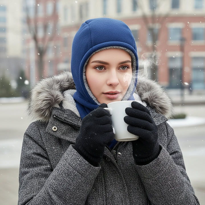 Hooded Fleece Scarf Face Mask Windproof Thermal Winter Head Cover-Bon Voyage Vintage