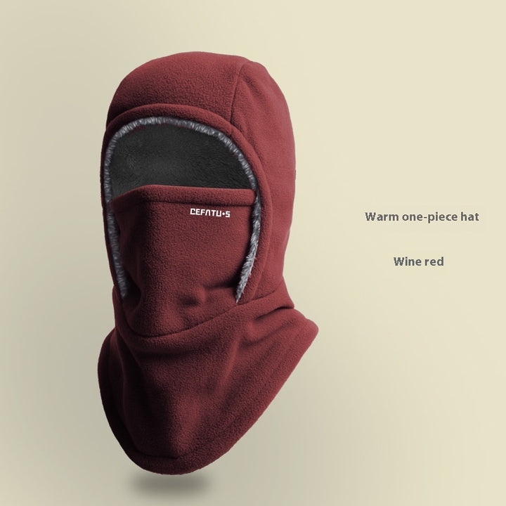 Hooded Fleece Scarf Face Mask Windproof Thermal Winter Head Cover-Bon Voyage Vintage