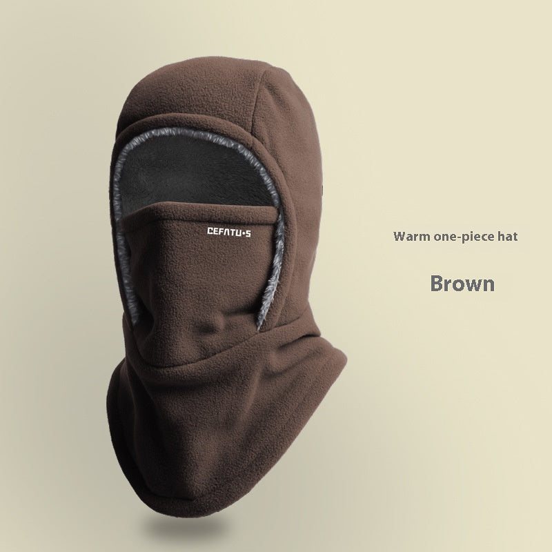 Hooded Fleece Scarf Face Mask Windproof Thermal Winter Head Cover-Bon Voyage Vintage