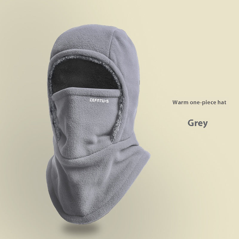 Hooded Fleece Scarf Face Mask Windproof Thermal Winter Head Cover-Bon Voyage Vintage