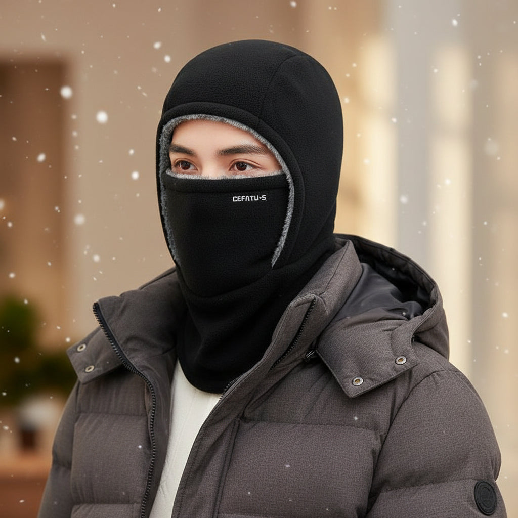 Hooded Fleece Scarf Face Mask Windproof Thermal Winter Head Cover-Bon Voyage Vintage