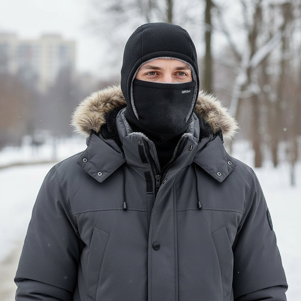 Hooded Fleece Scarf Face Mask Windproof Thermal Winter Head Cover-Bon Voyage Vintage