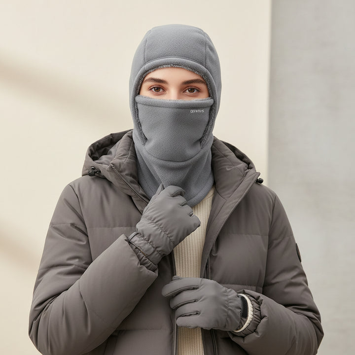 Hooded Fleece Scarf Face Mask Windproof Thermal Winter Head Cover-Bon Voyage Vintage