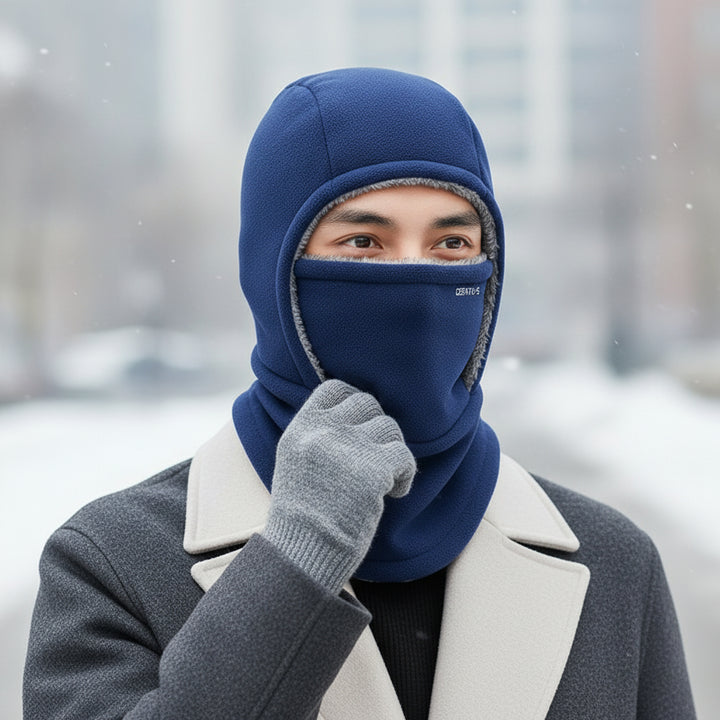 Hooded Fleece Scarf Face Mask Windproof Thermal Winter Head Cover-Bon Voyage Vintage