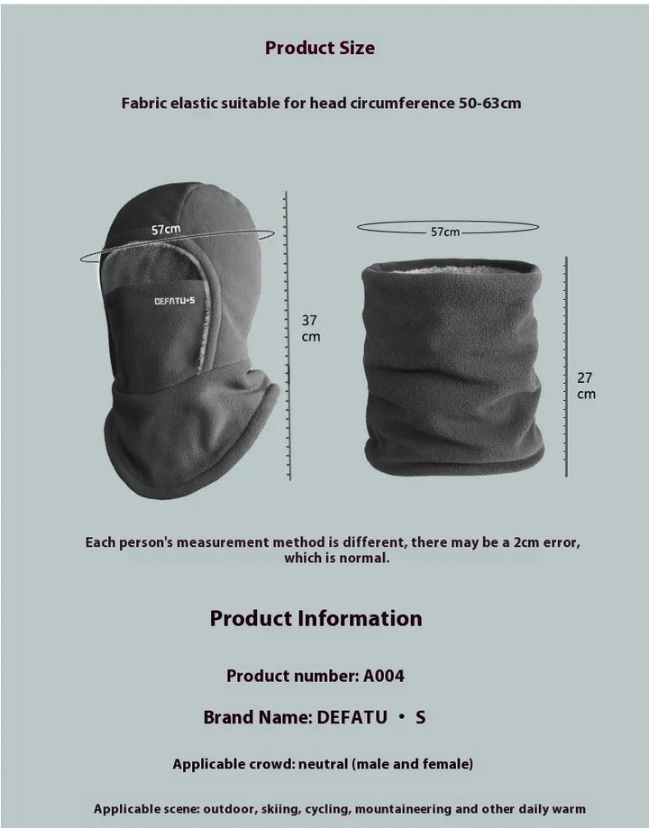 Hooded Fleece Scarf Face Mask Windproof Thermal Winter Head Cover
