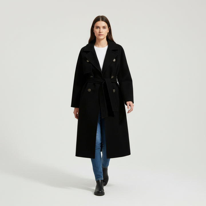 Lapel Double-Breasted Trench Coat-Bon Voyage Vintage