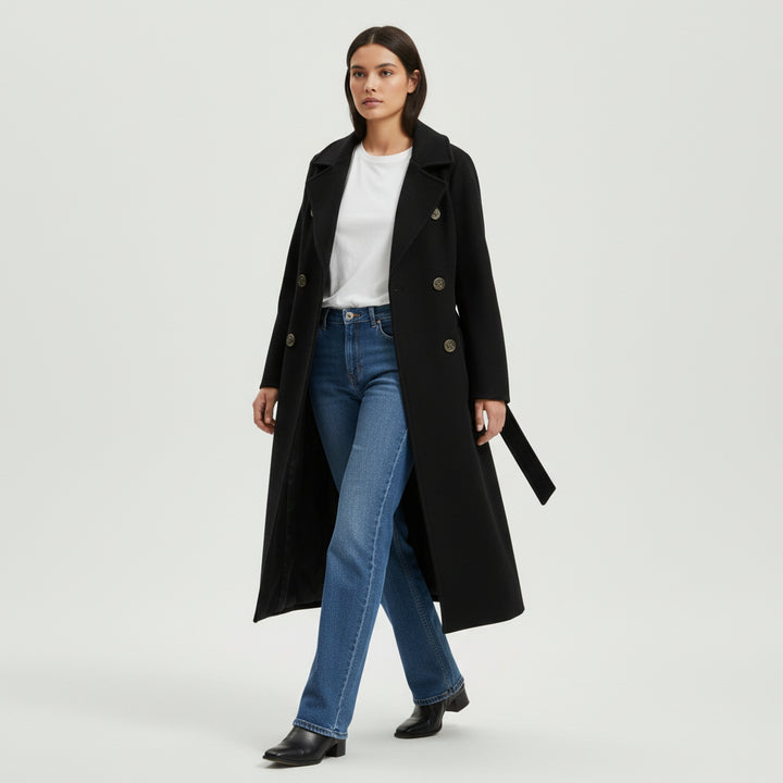 Lapel Double-Breasted Trench Coat-Bon Voyage Vintage
