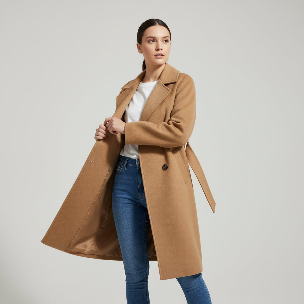 Lapel Double-Breasted Trench Coat-Bon Voyage Vintage