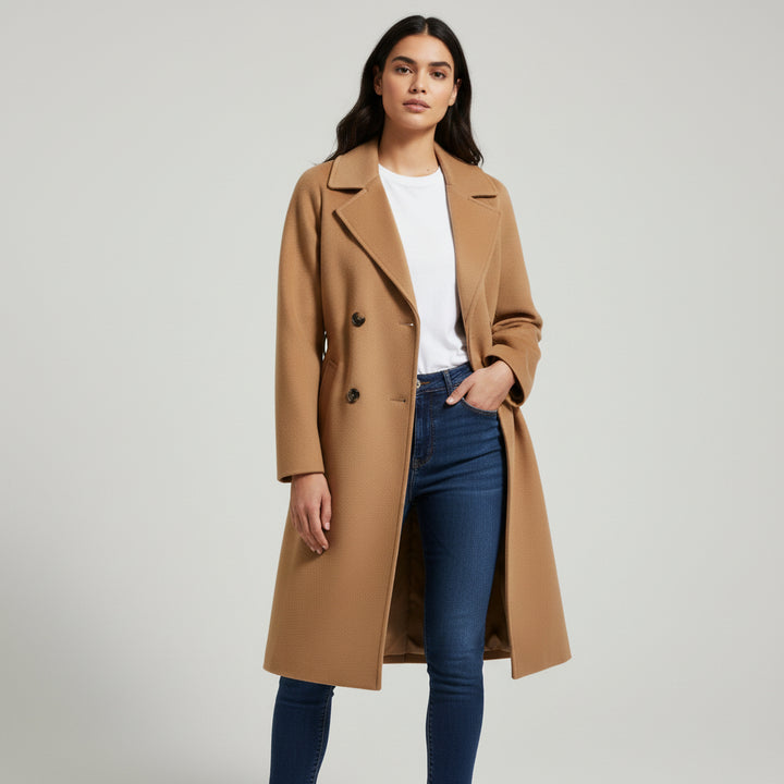 Lapel Double-Breasted Trench Coat-Bon Voyage Vintage