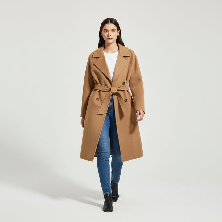 Lapel Double-Breasted Trench Coat-Bon Voyage Vintage
