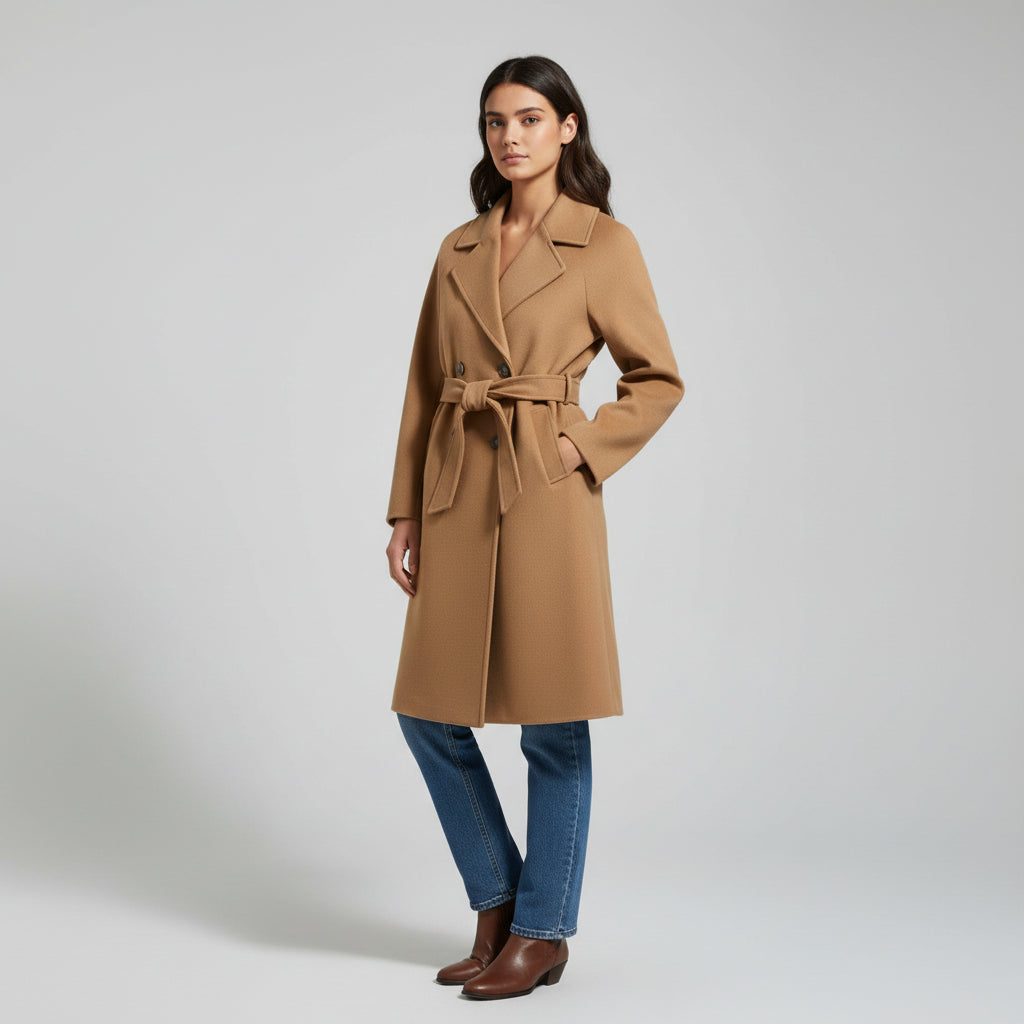 Lapel Double-Breasted Trench Coat-Bon Voyage Vintage