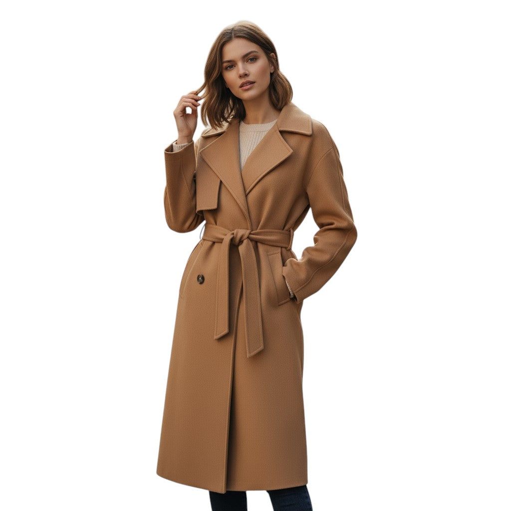 Lapel Double-Breasted Trench Coat-Bon Voyage Vintage