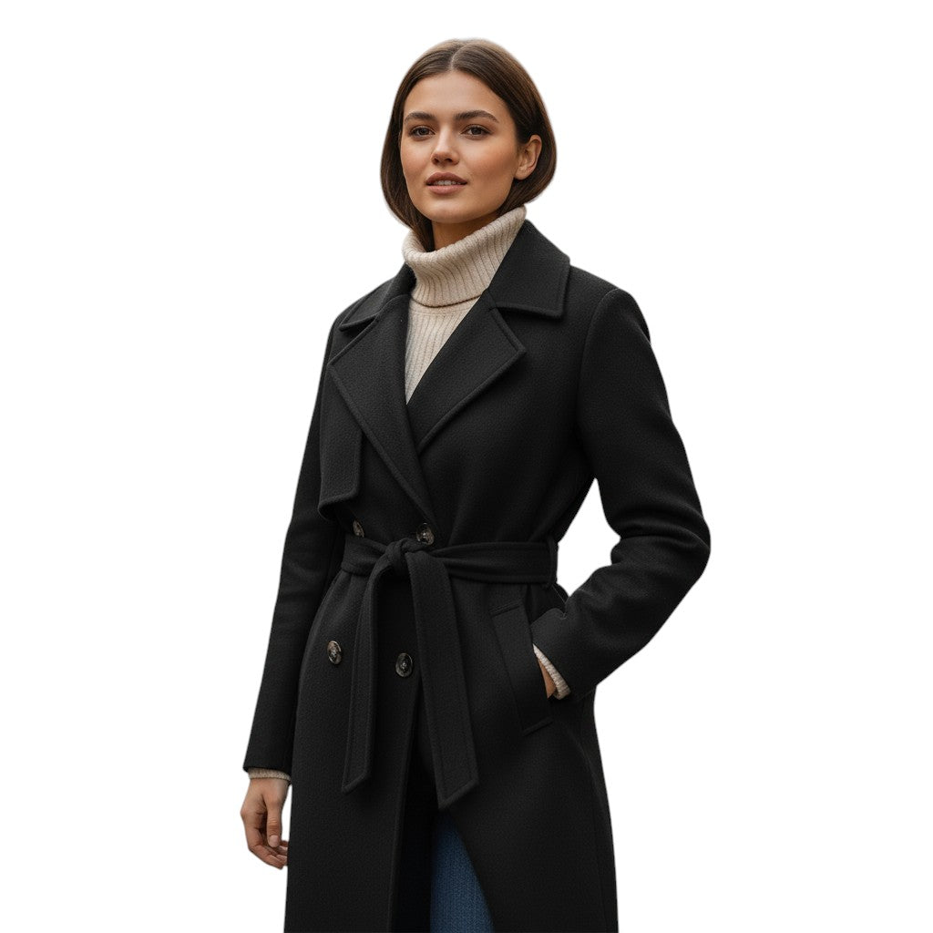 Lapel Double-Breasted Trench Coat-Bon Voyage Vintage