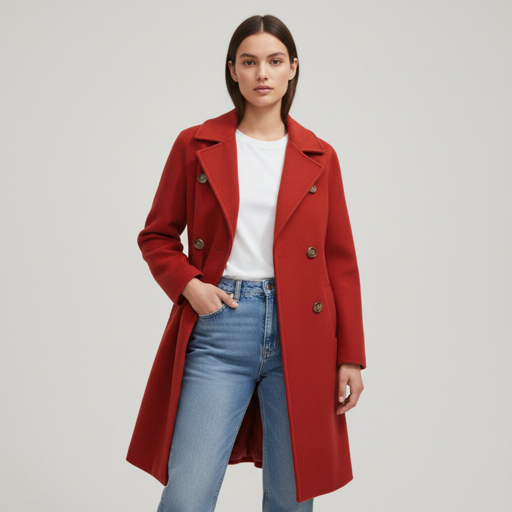 Lapel Double-Breasted Trench Coat-Bon Voyage Vintage