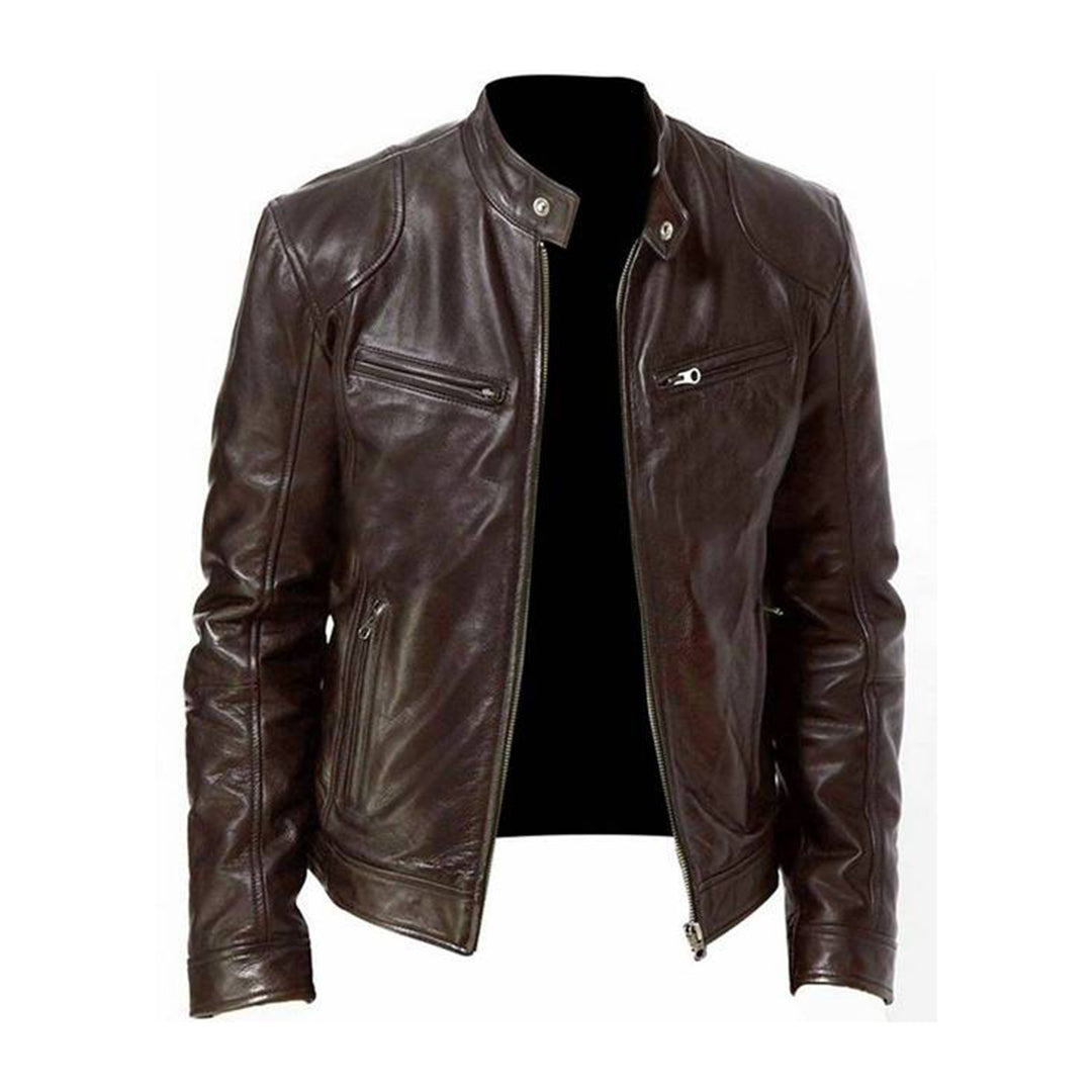 Lightweight Faux Leather Jacket For Men-Bon Voyage Vintage