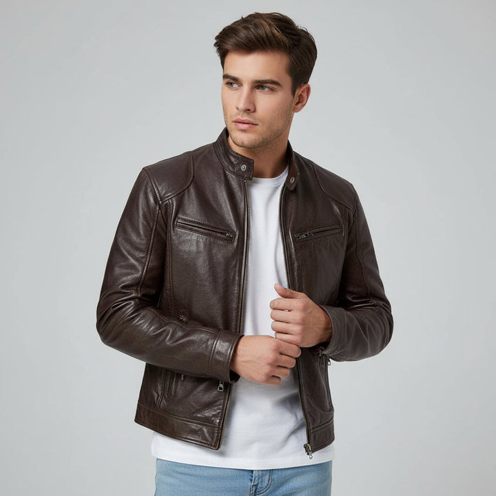 Lightweight Faux Leather Jacket For Men-Bon Voyage Vintage