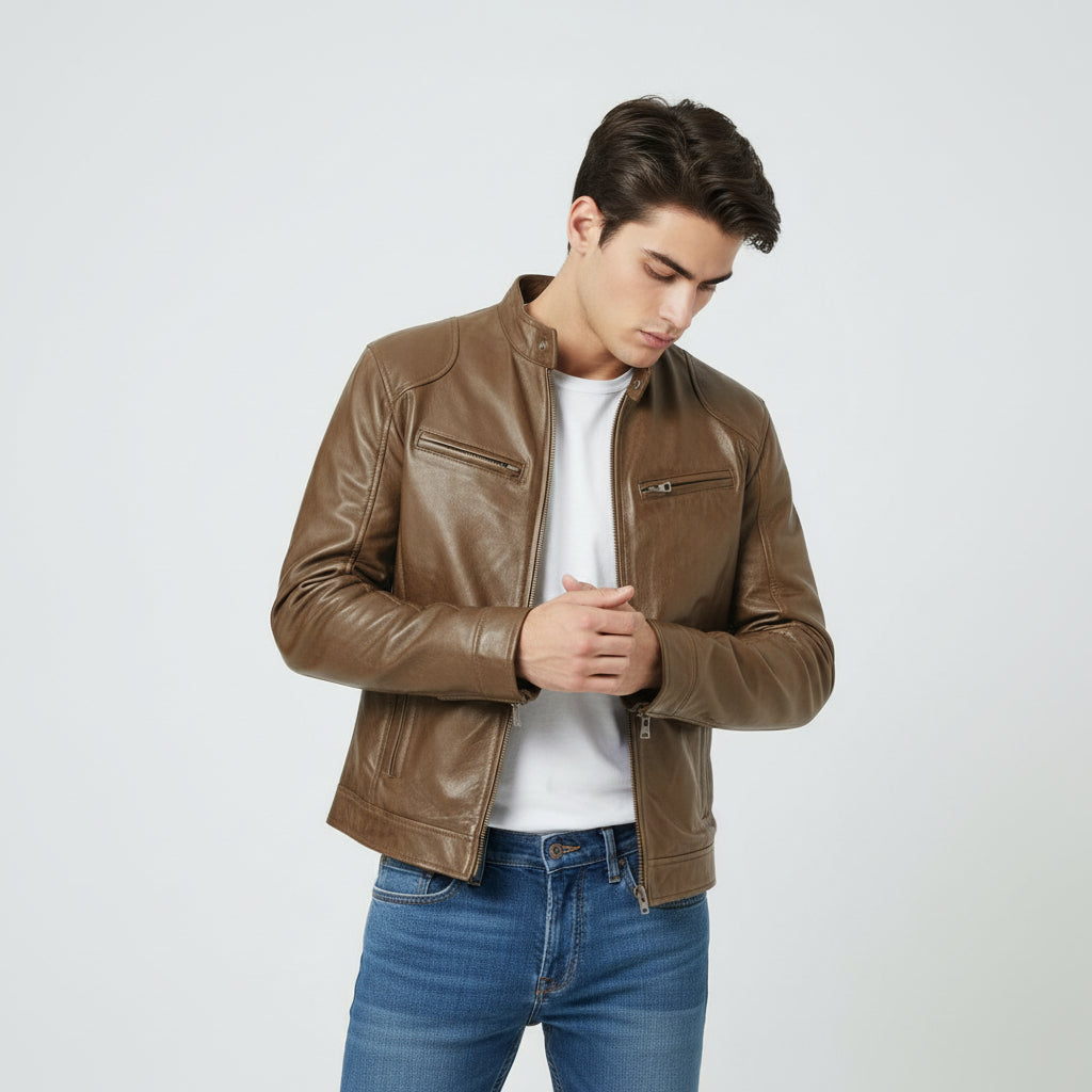 Lightweight Faux Leather Jacket For Men-Bon Voyage Vintage