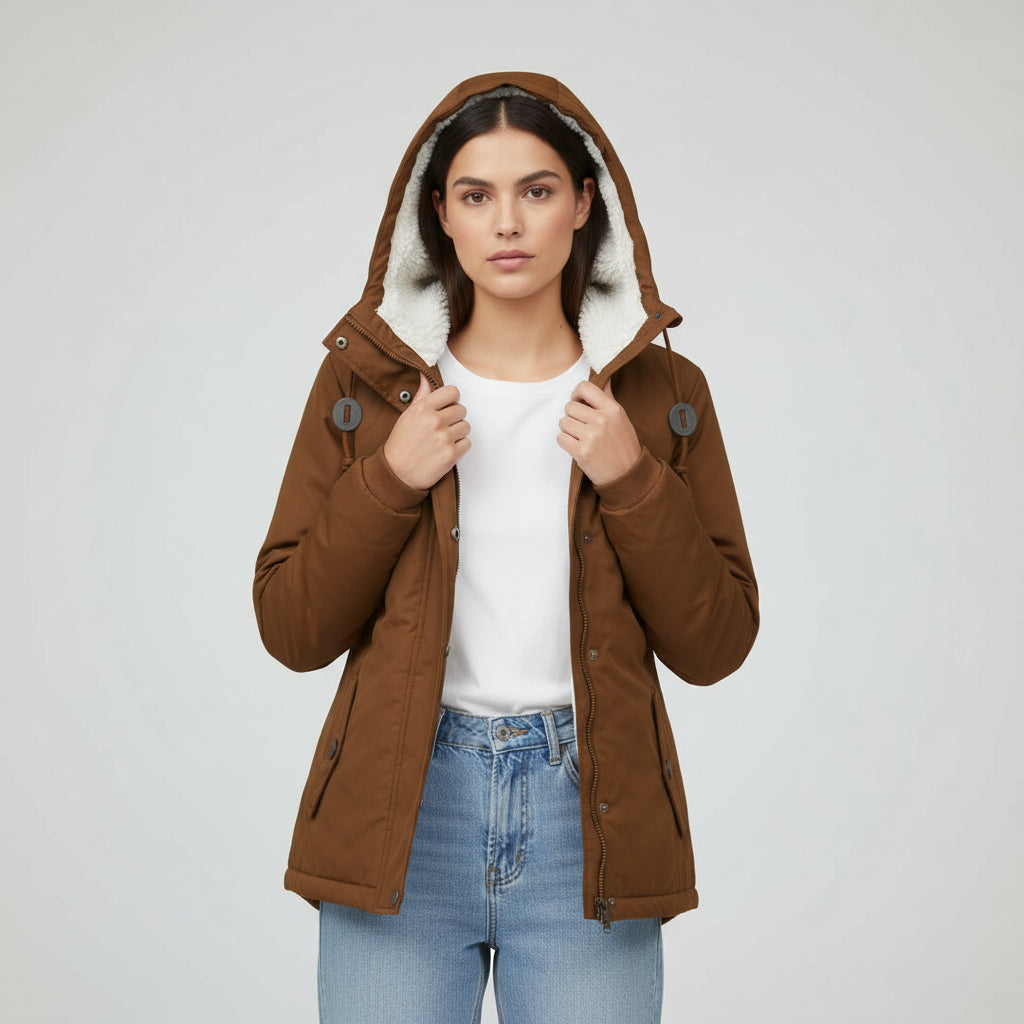 Long Waterproof Winter Coat with Hood For Women's-Bon Voyage Vintage