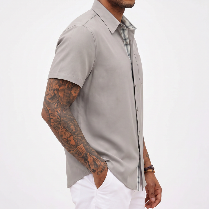 Loose-fitting Solid-color Linen Shirt For Men-Bon Voyage Vintage