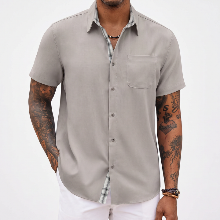 Loose-fitting Solid-color Linen Shirt For Men-Bon Voyage Vintage