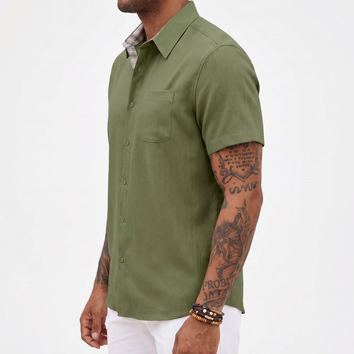Loose-fitting Solid-color Linen Shirt For Men-Bon Voyage Vintage