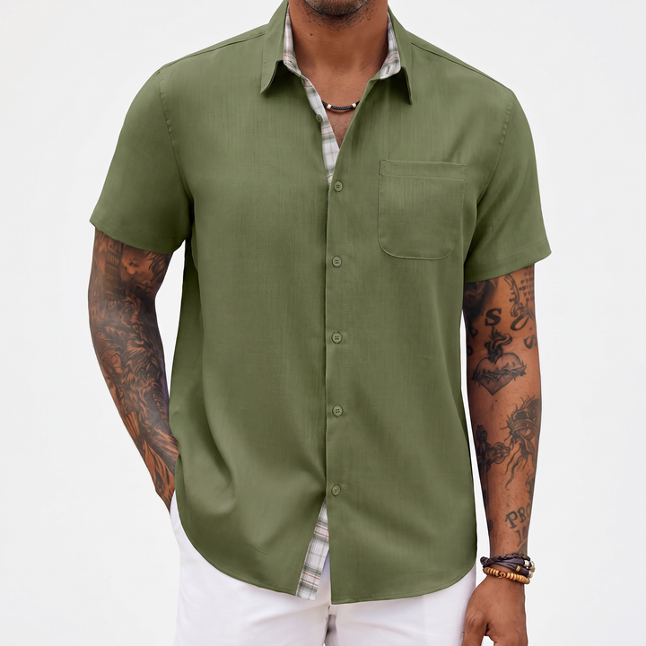 Loose-fitting Solid-color Linen Shirt For Men-Bon Voyage Vintage