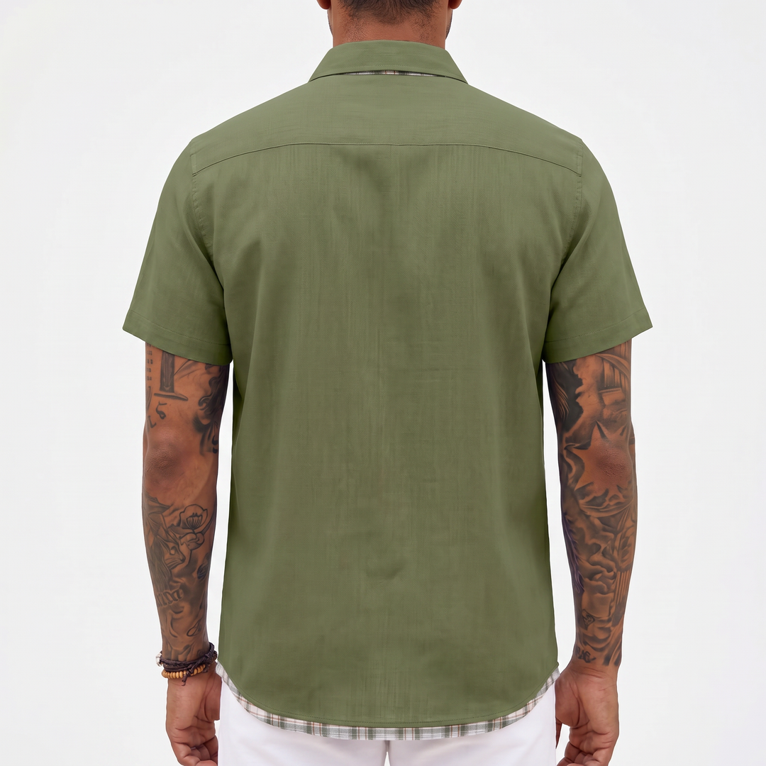 Loose-fitting Solid-color Linen Shirt For Men-Bon Voyage Vintage