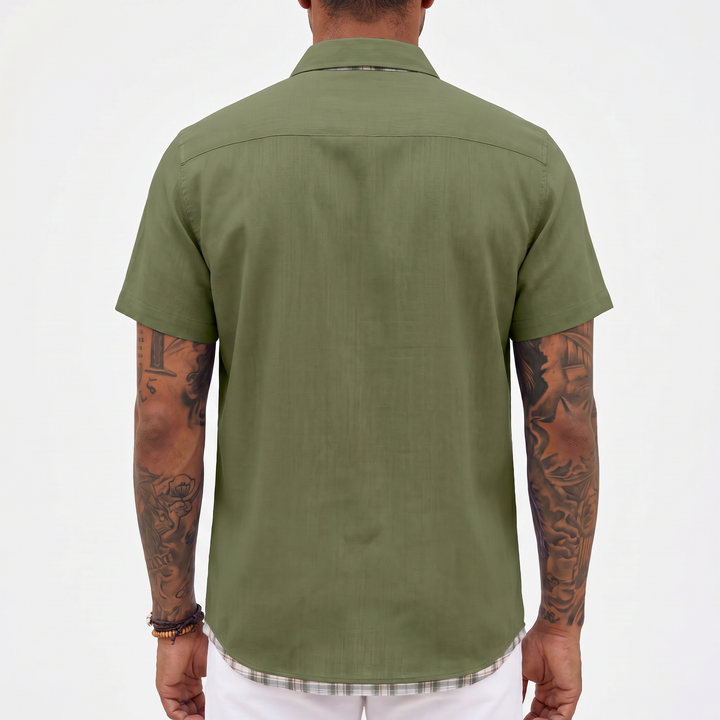 Loose-fitting Solid-color Linen Shirt For Men-Bon Voyage Vintage