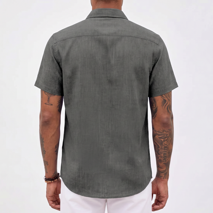 Loose-fitting Solid-color Linen Shirt For Men-Bon Voyage Vintage