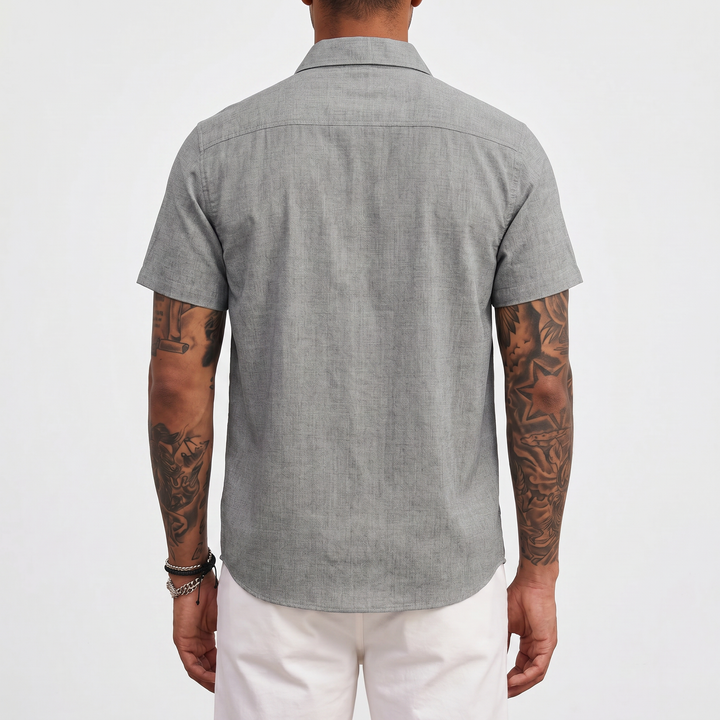 Loose-fitting Solid-color Linen Shirt For Men-Bon Voyage Vintage