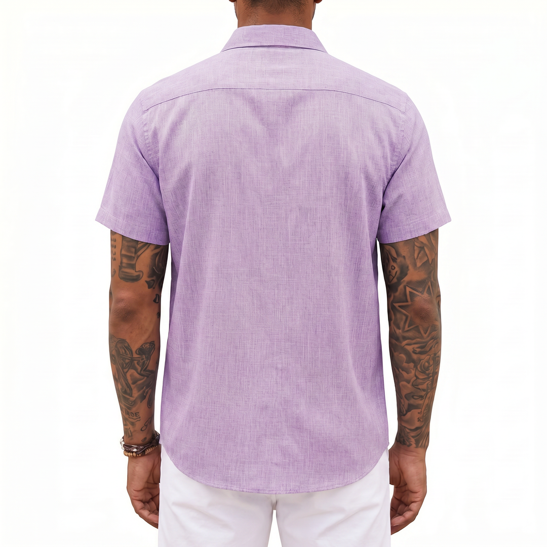Loose-fitting Solid-color Linen Shirt For Men-Bon Voyage Vintage