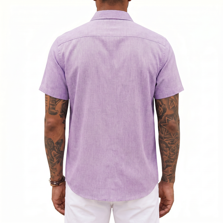 Loose-fitting Solid-color Linen Shirt For Men-Bon Voyage Vintage