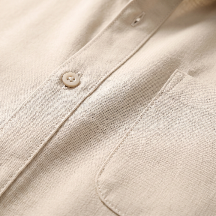 Loose-fitting Solid-color Linen Shirt For Men-Bon Voyage Vintage
