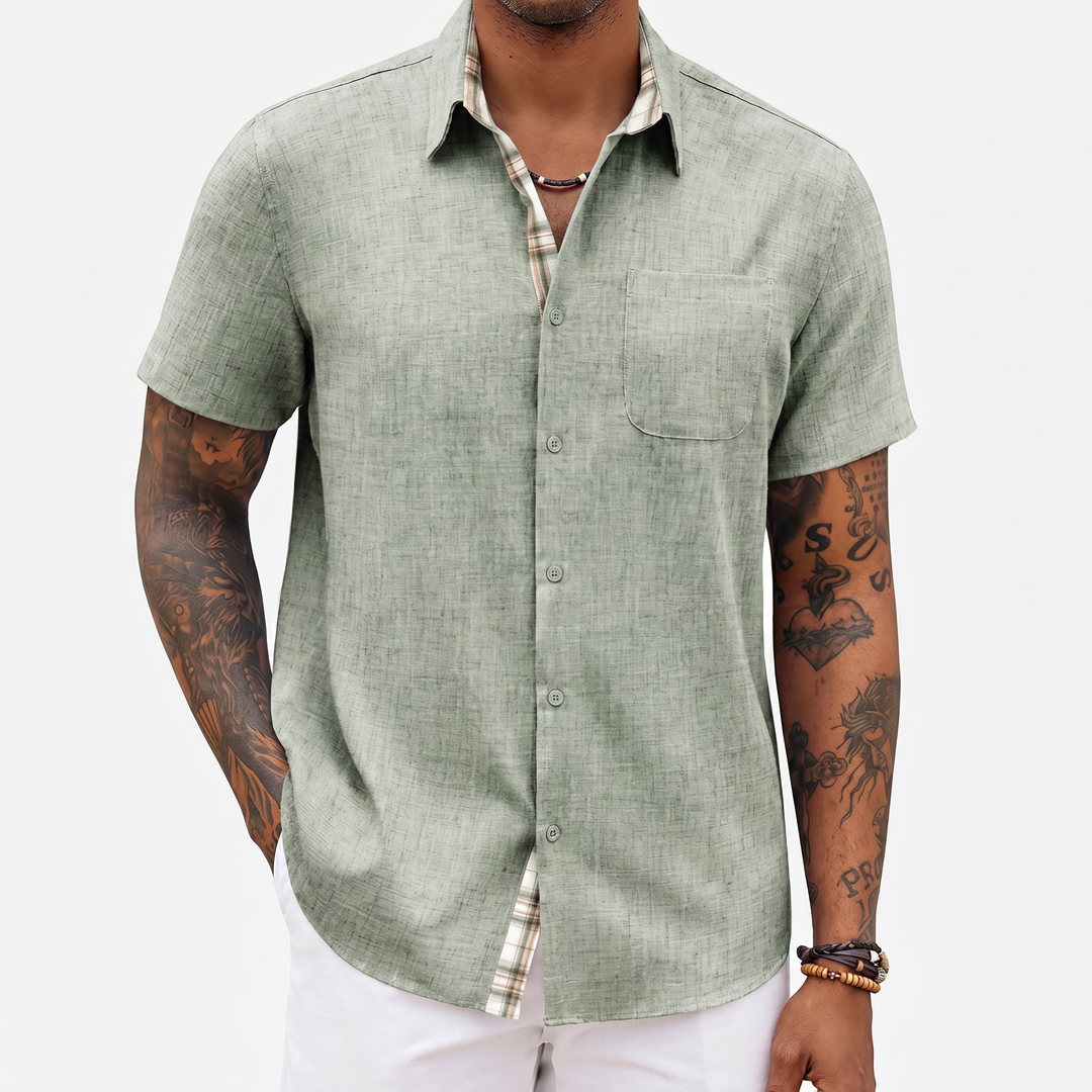 Loose-fitting Solid-color Linen Shirt For Men-Bon Voyage Vintage